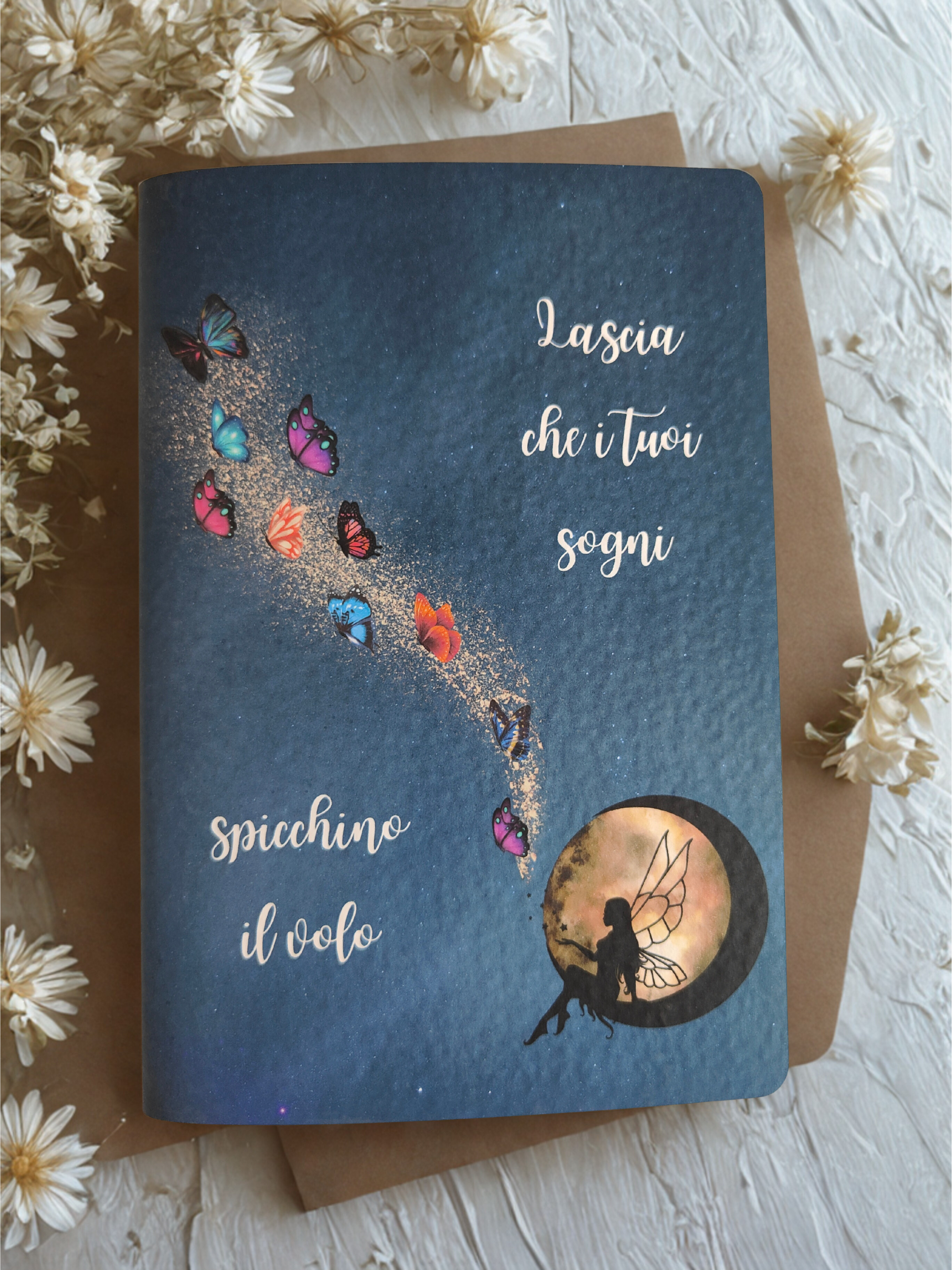 Quaderno artigianale illustrato "Lasciali volare" - sogni, libertà e leggerezza