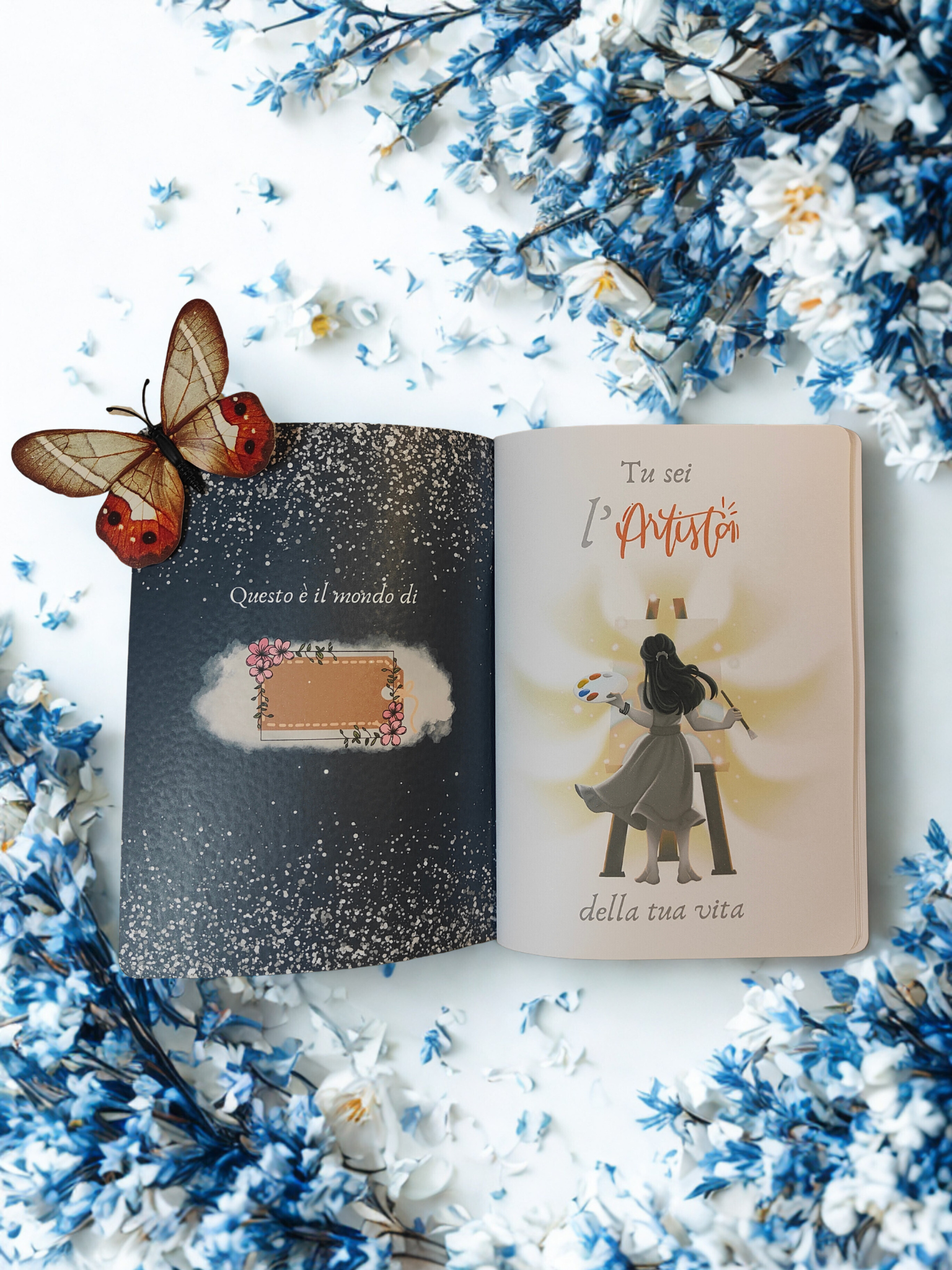 Quaderno artigianale illustrato "Energia cosmica" - magia, luna e potere interiore