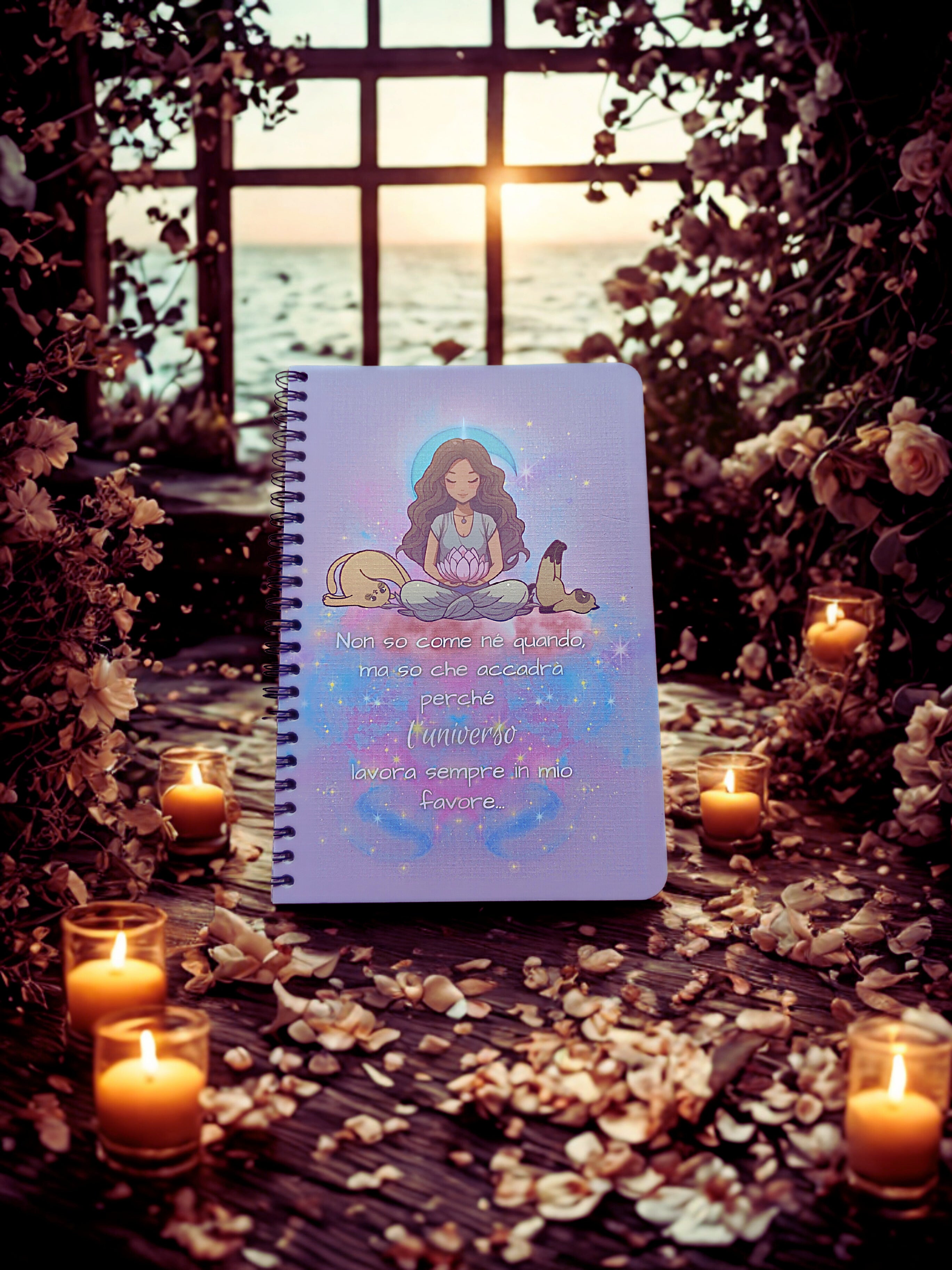 Quaderno artigianale illustrato spirituale "Mi fido dell'universo" - ispirazione, fiducia e mindfulness