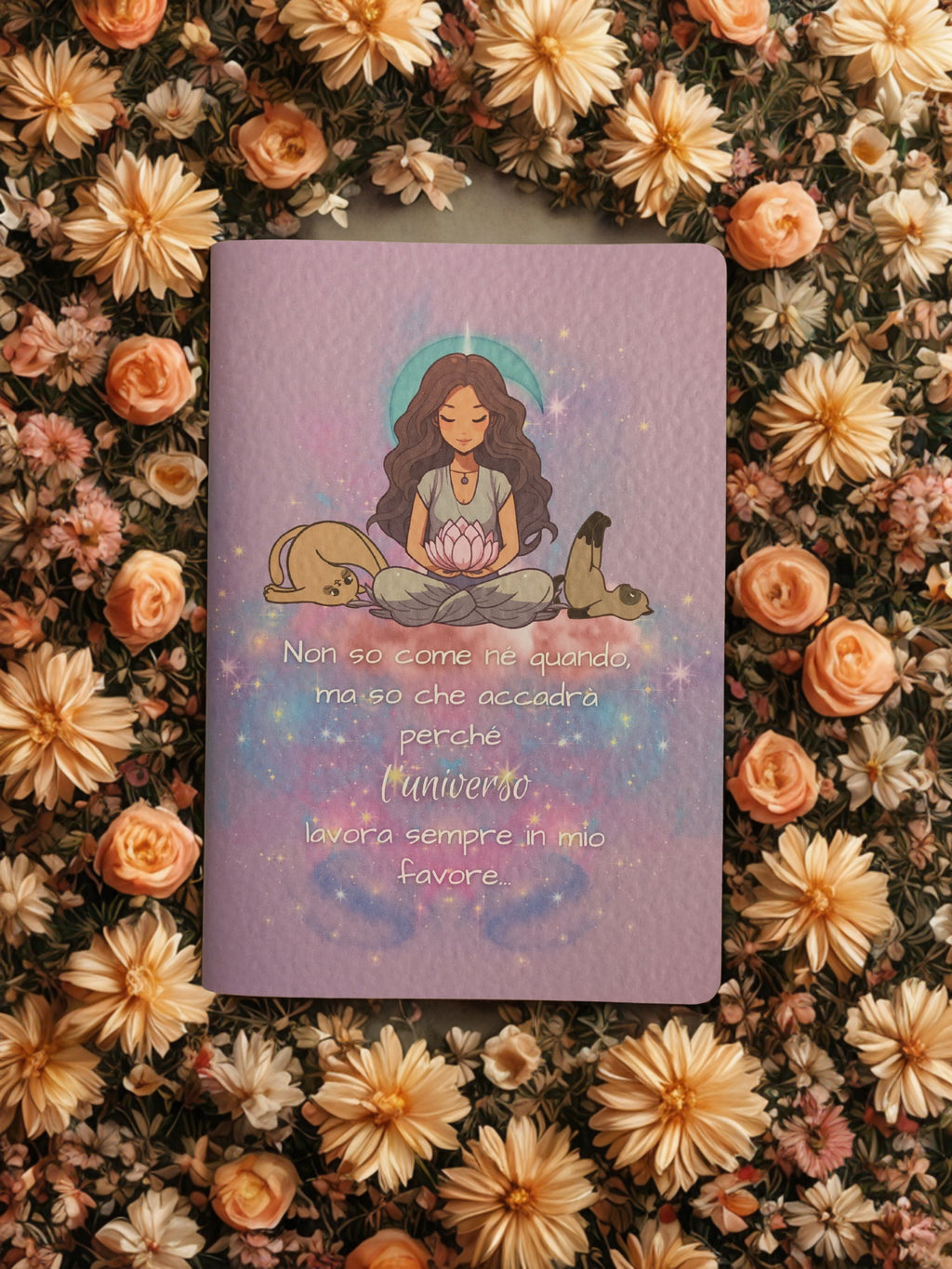 Quaderno artigianale illustrato spirituale "Mi fido dell'universo" - ispirazione, fiducia e mindfulness