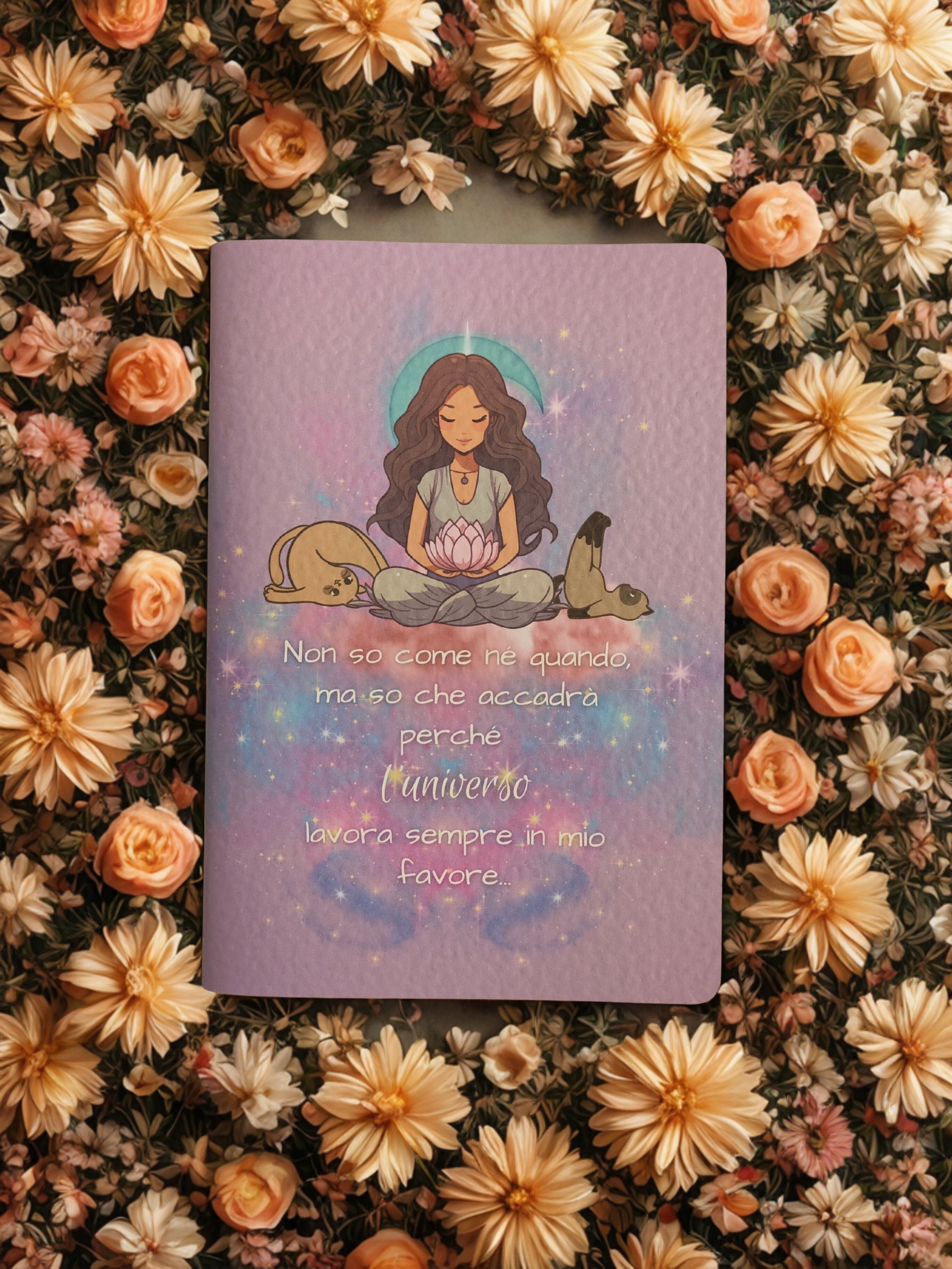 Quaderno artigianale illustrato spirituale "Mi fido dell'universo" - ispirazione, fiducia e mindfulness