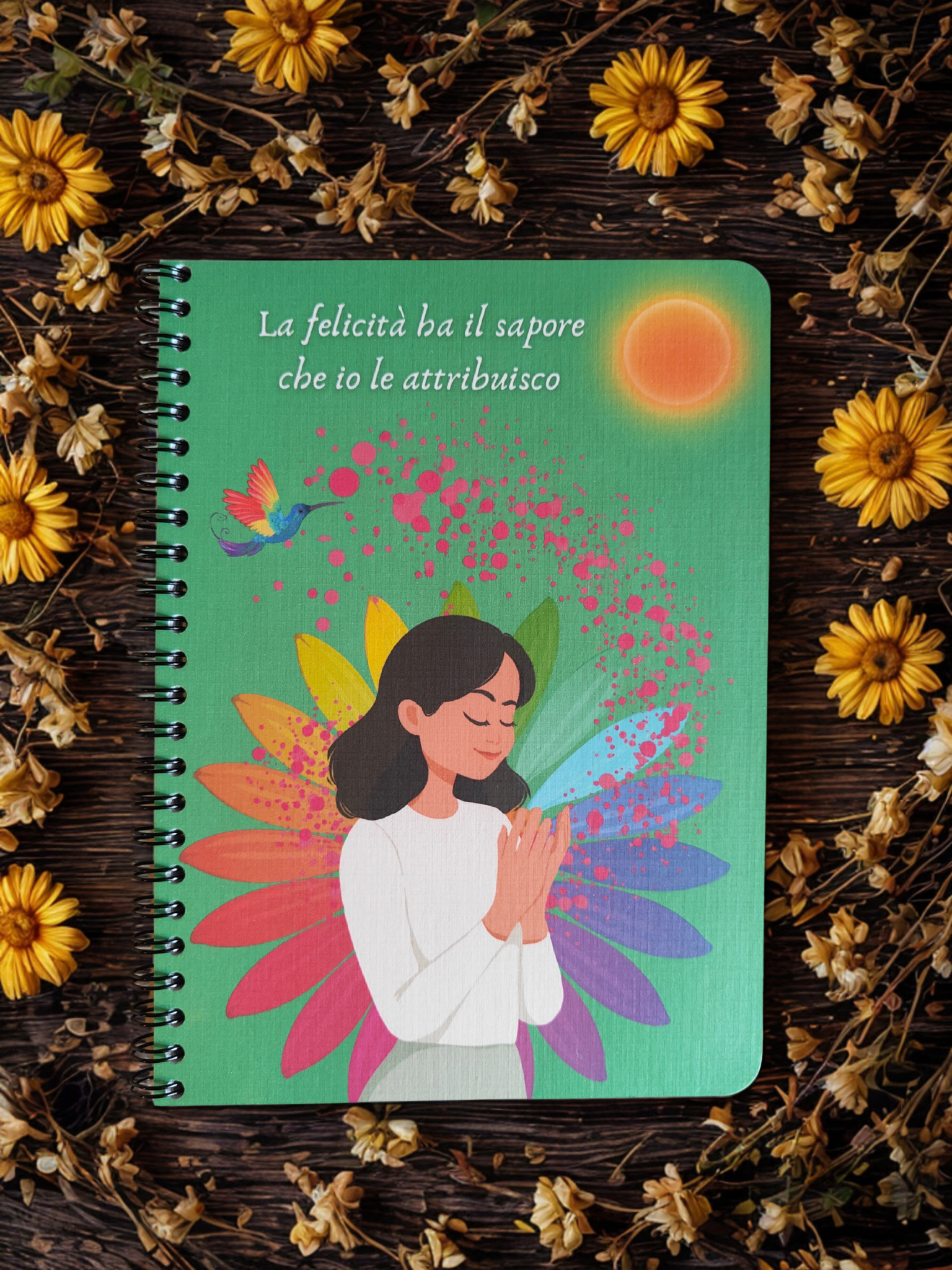 Quaderno artigianale illustrato "Una vita a colori" - energia, rinascita e armonia interiore