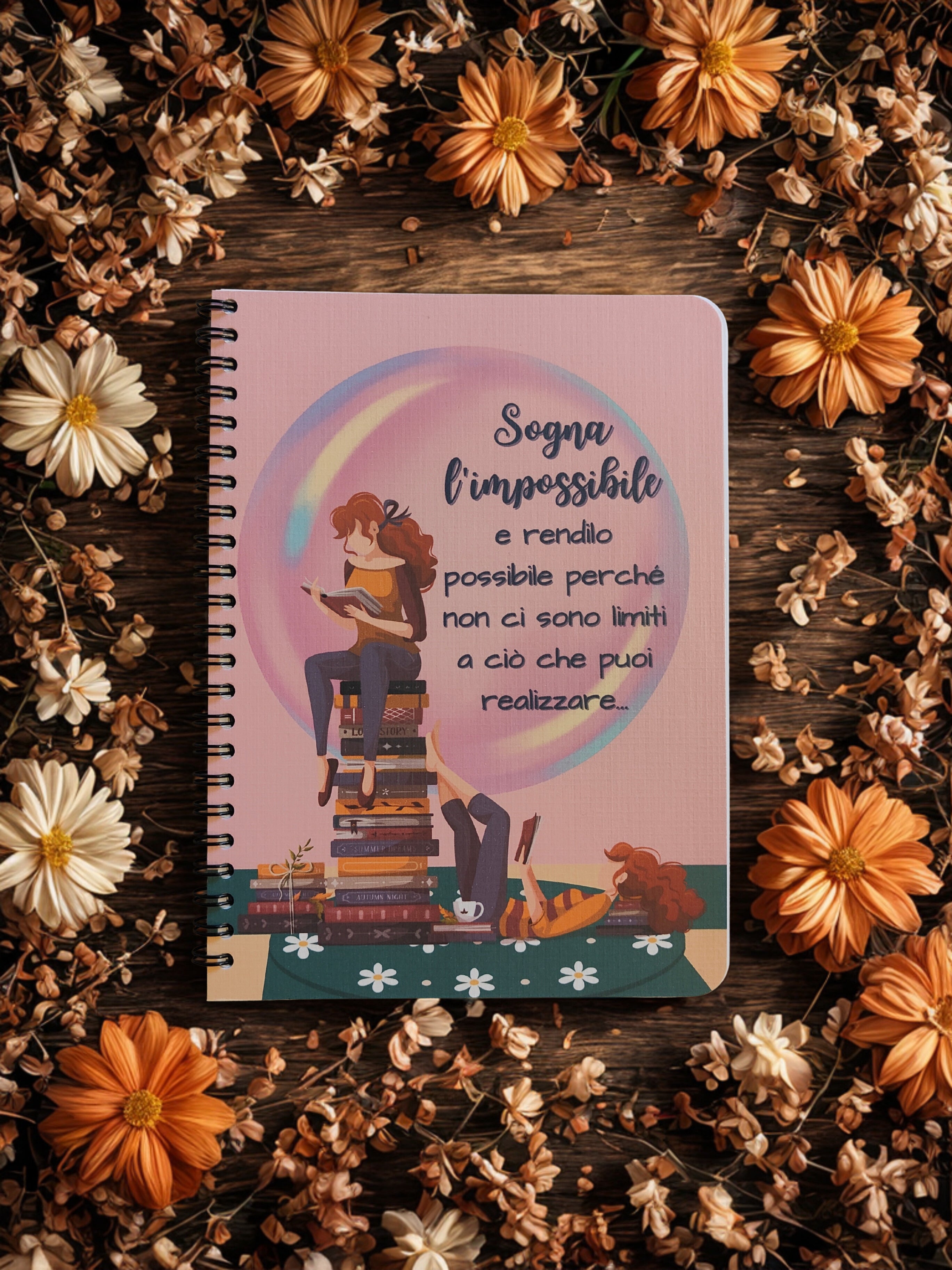 Quaderno artigianale illustrato "Rendilo possibile" - sogna in grande e realizza i tuoi desideri