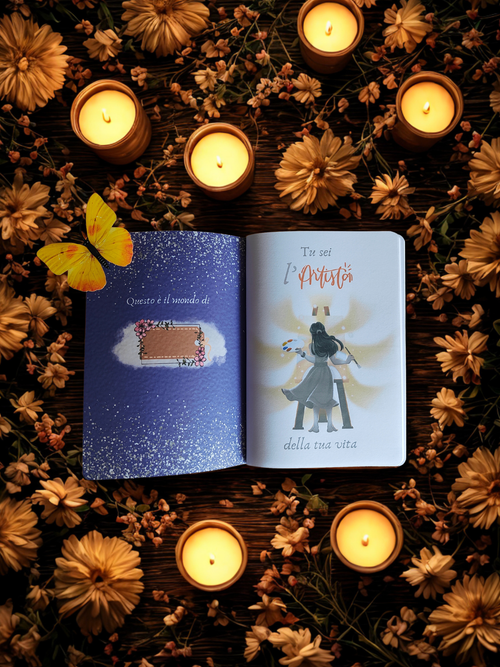 Quaderno artigianale illustrato  "Ricordati della tua magia" - luna e fatina