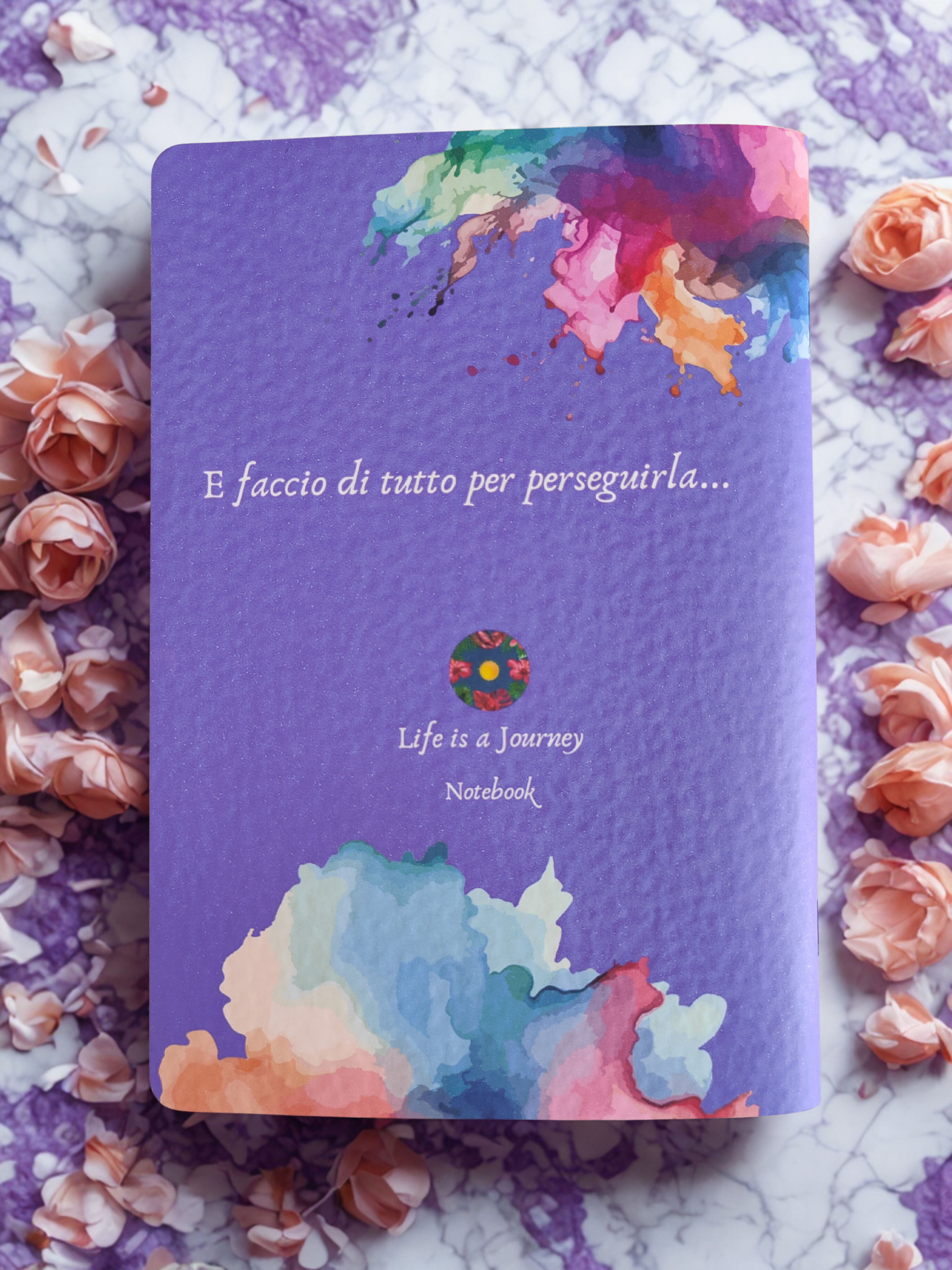 Quaderno motivazionale con copertina viola e frase ispirazionale