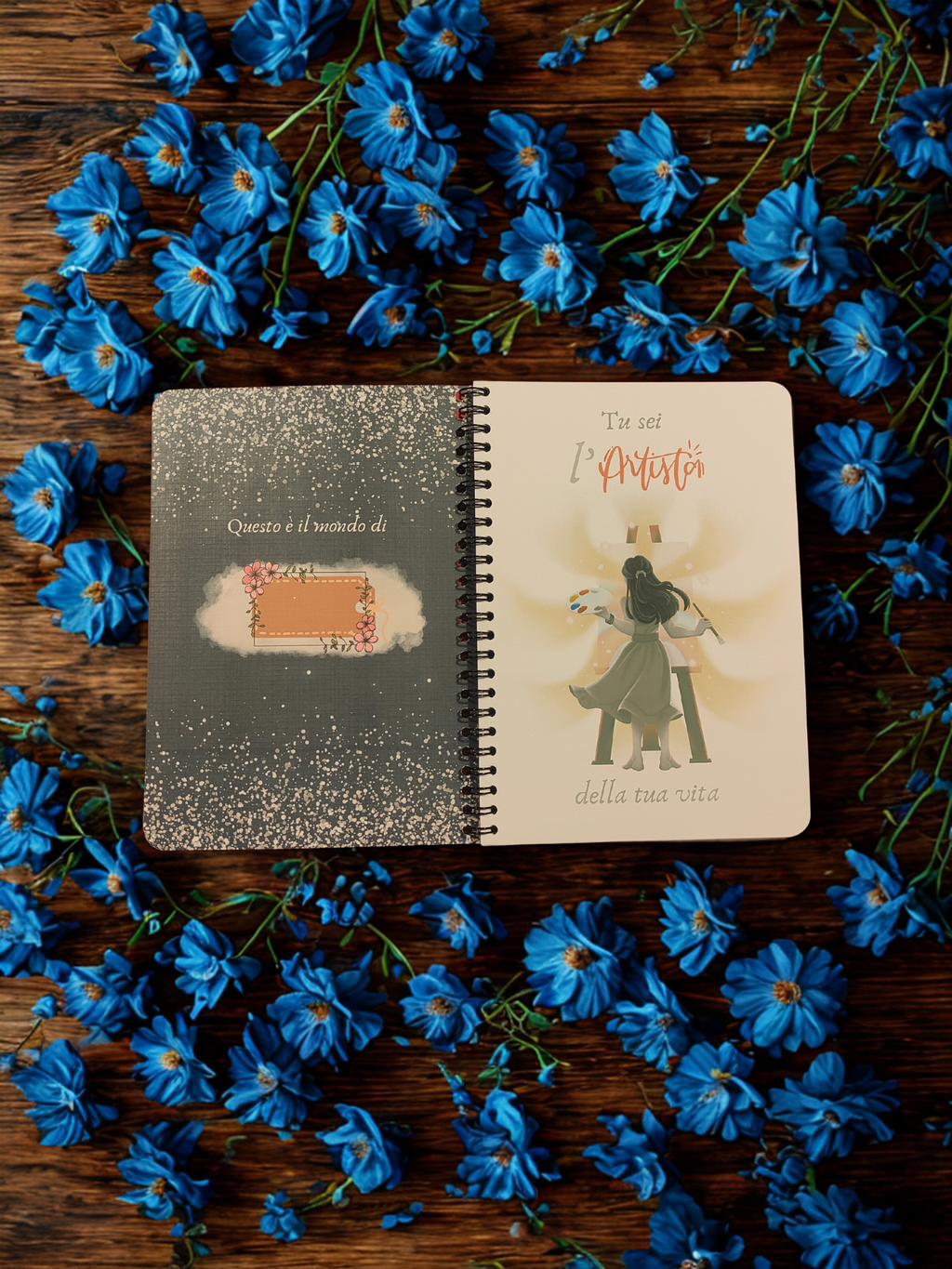 Quaderno artigianale illustrato "Energia cosmica" - magia, luna e potere interiore