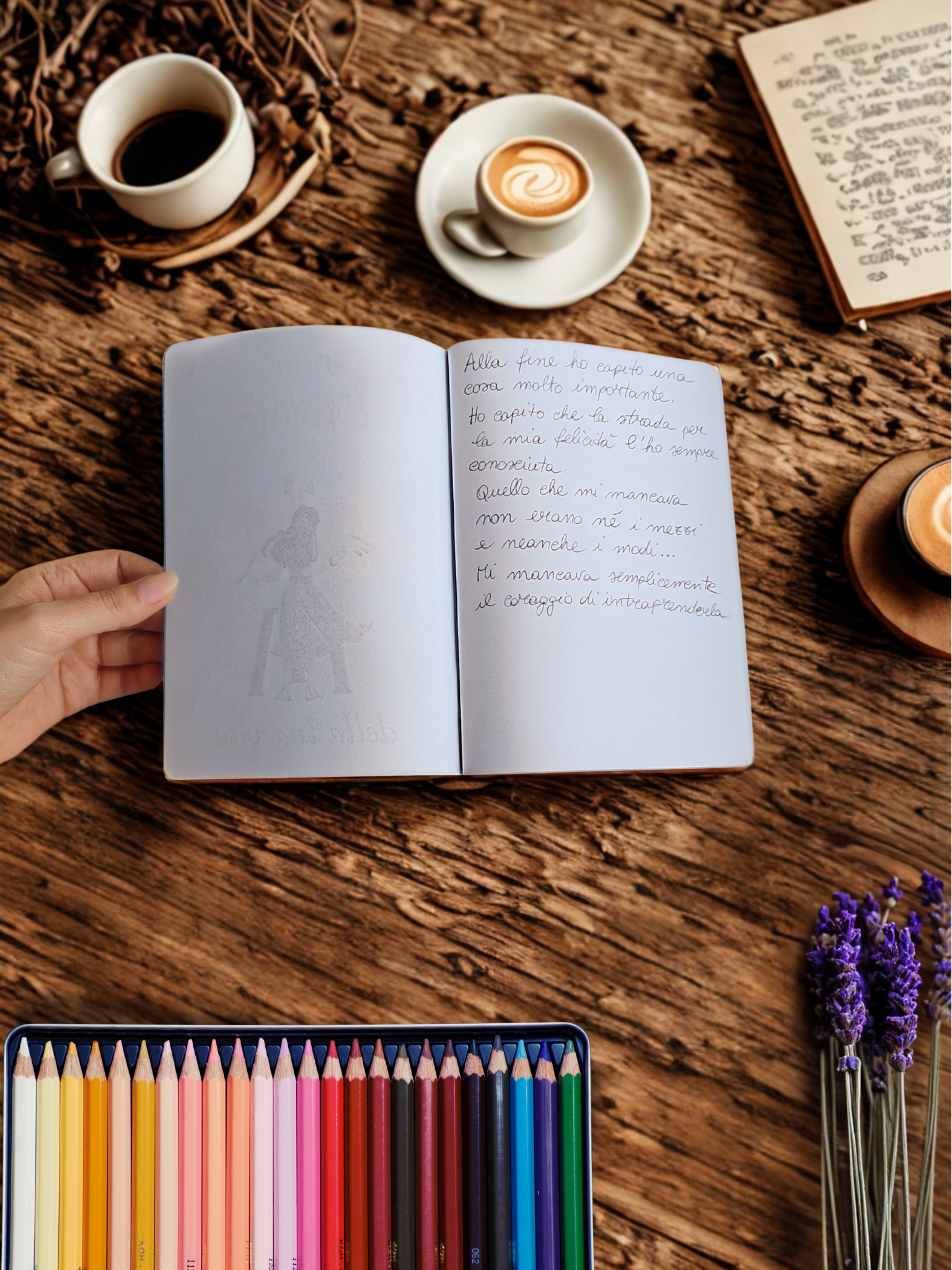 Quaderno artigianale illustrato personalizzabile “Il mio viaggio verso la felicità” – Journal motivazionale fatto a mano