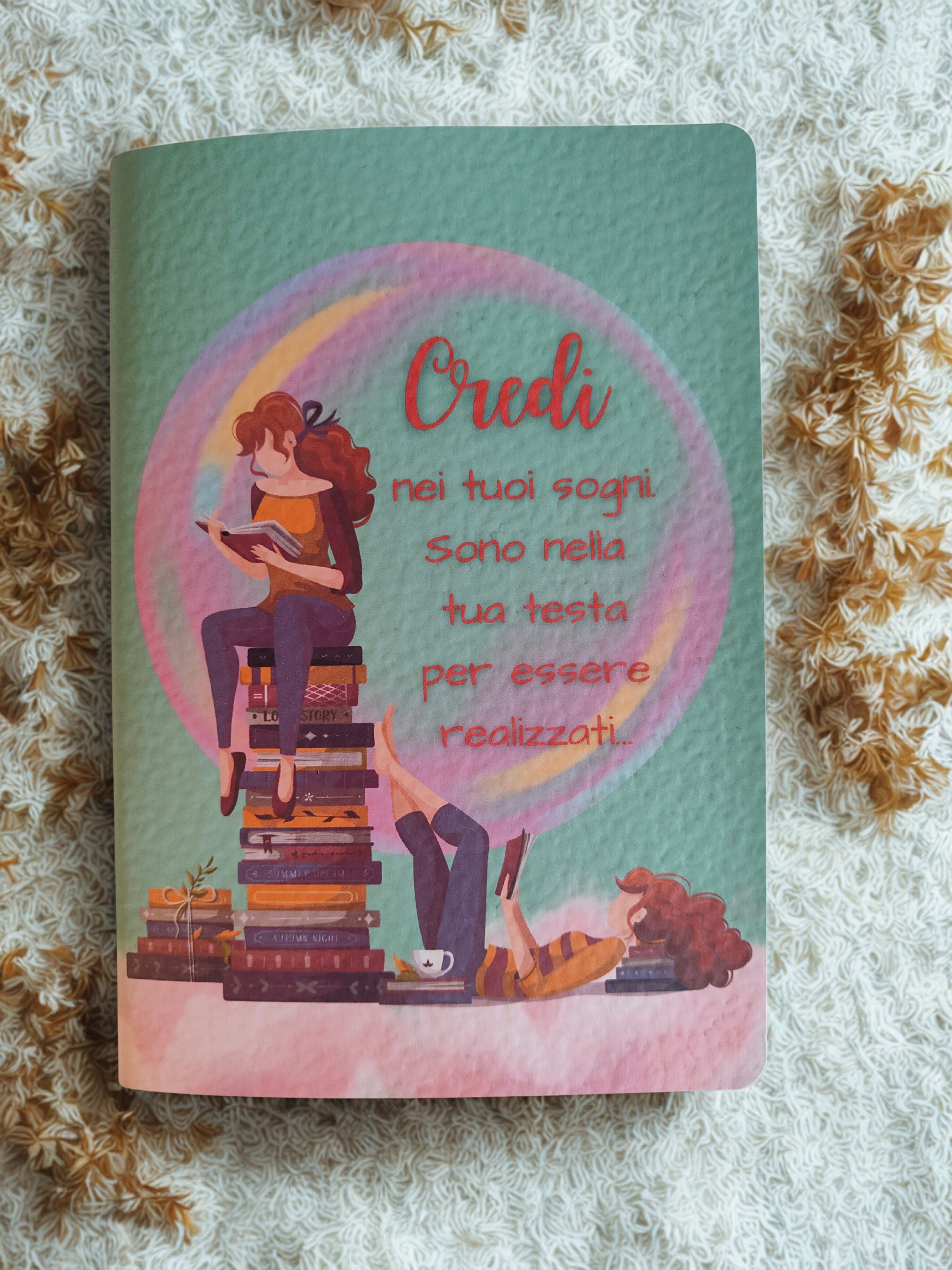 Quaderno artigianale illustrato "Una nuvola di sogni" - credi nei tuoi sogni e rendili realtà
