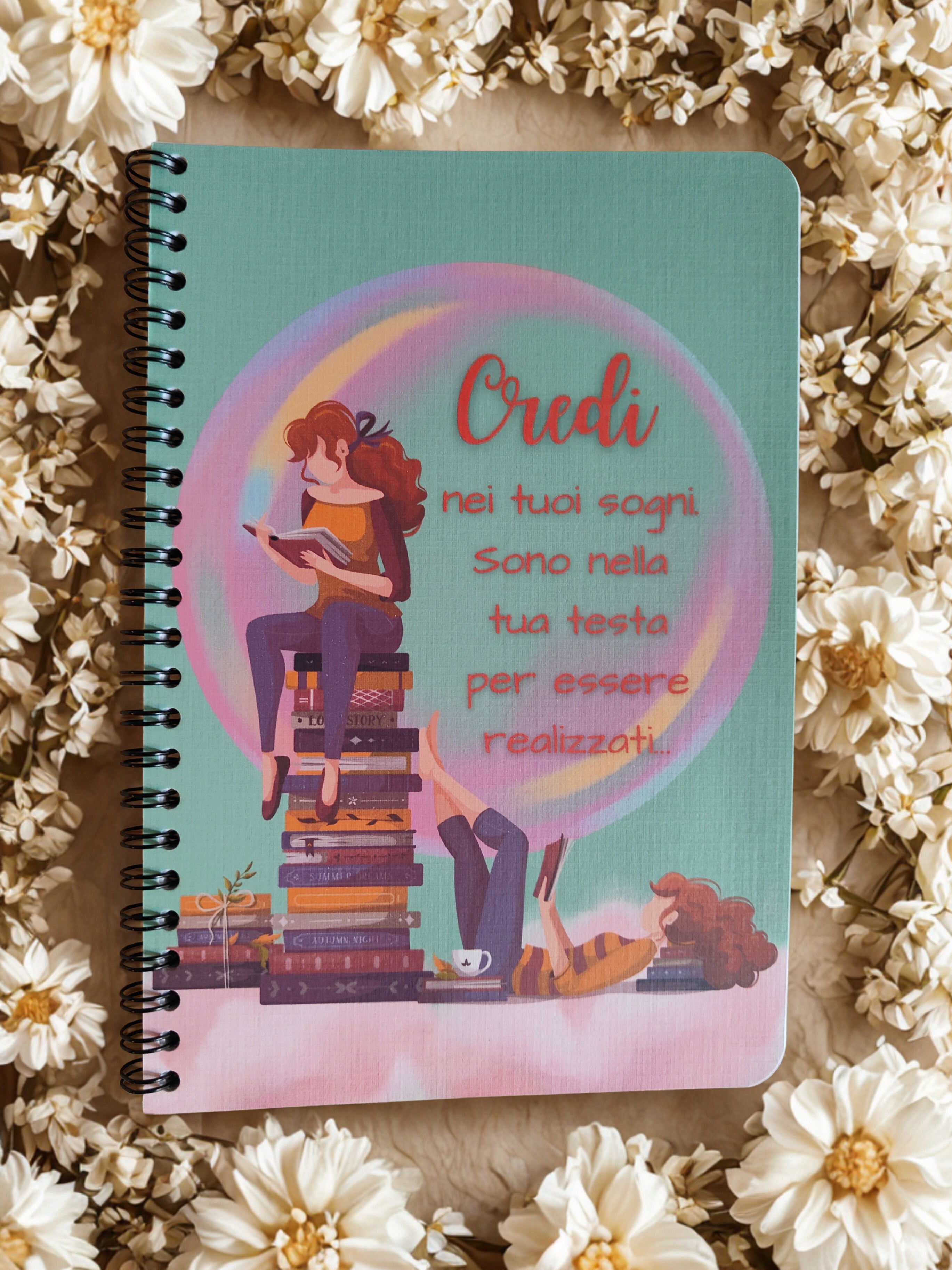 Quaderno artigianale illustrato "Una nuvola di sogni" - credi nei tuoi sogni e rendili realtà