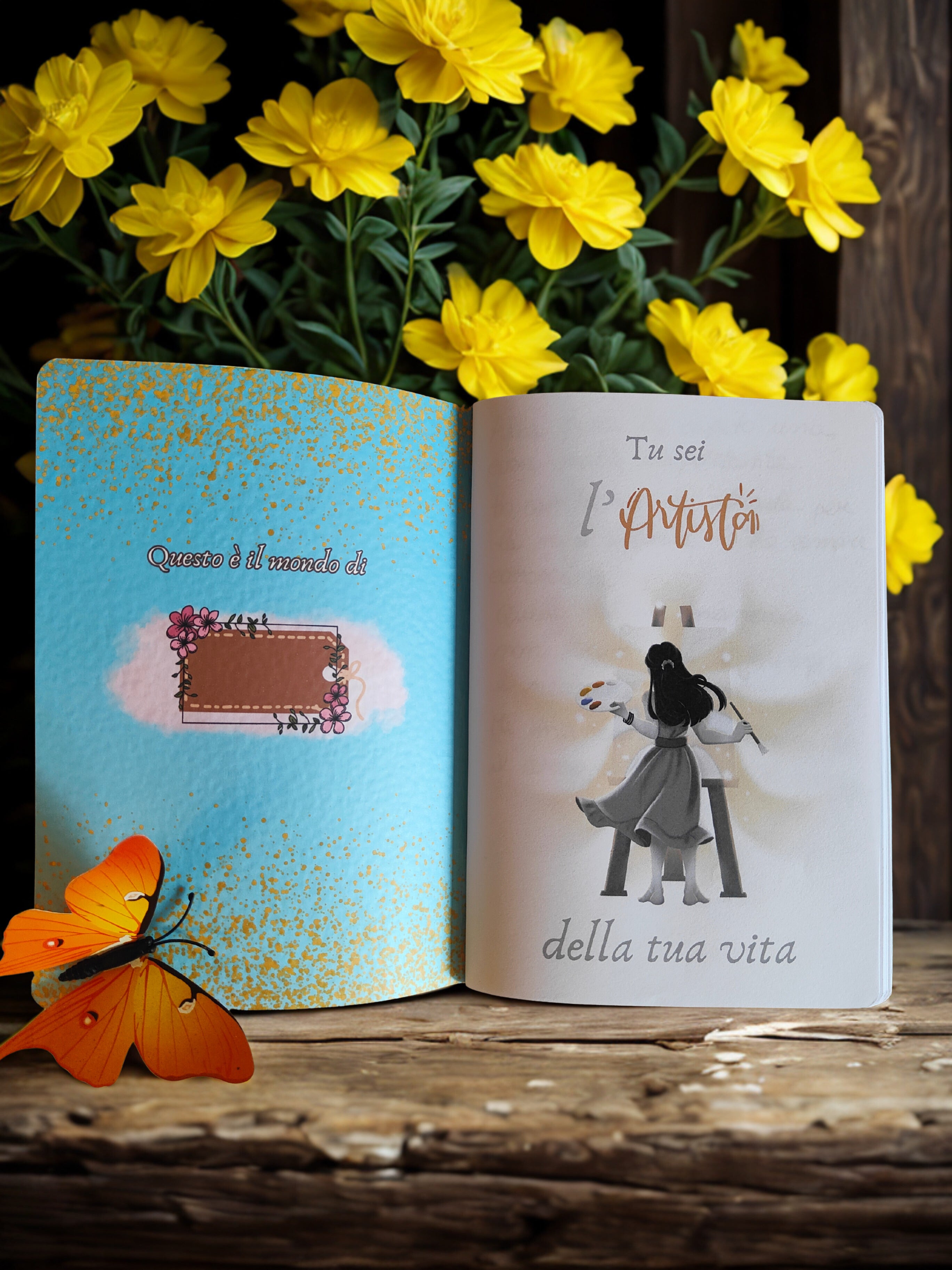 Quaderno artigianale illustrato "Segui il tuo sole" - lasciati guidare dalla tua luce